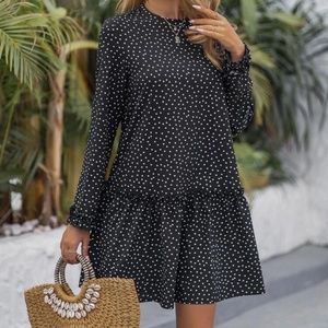 Polka Dot Ruffle Hem Dress